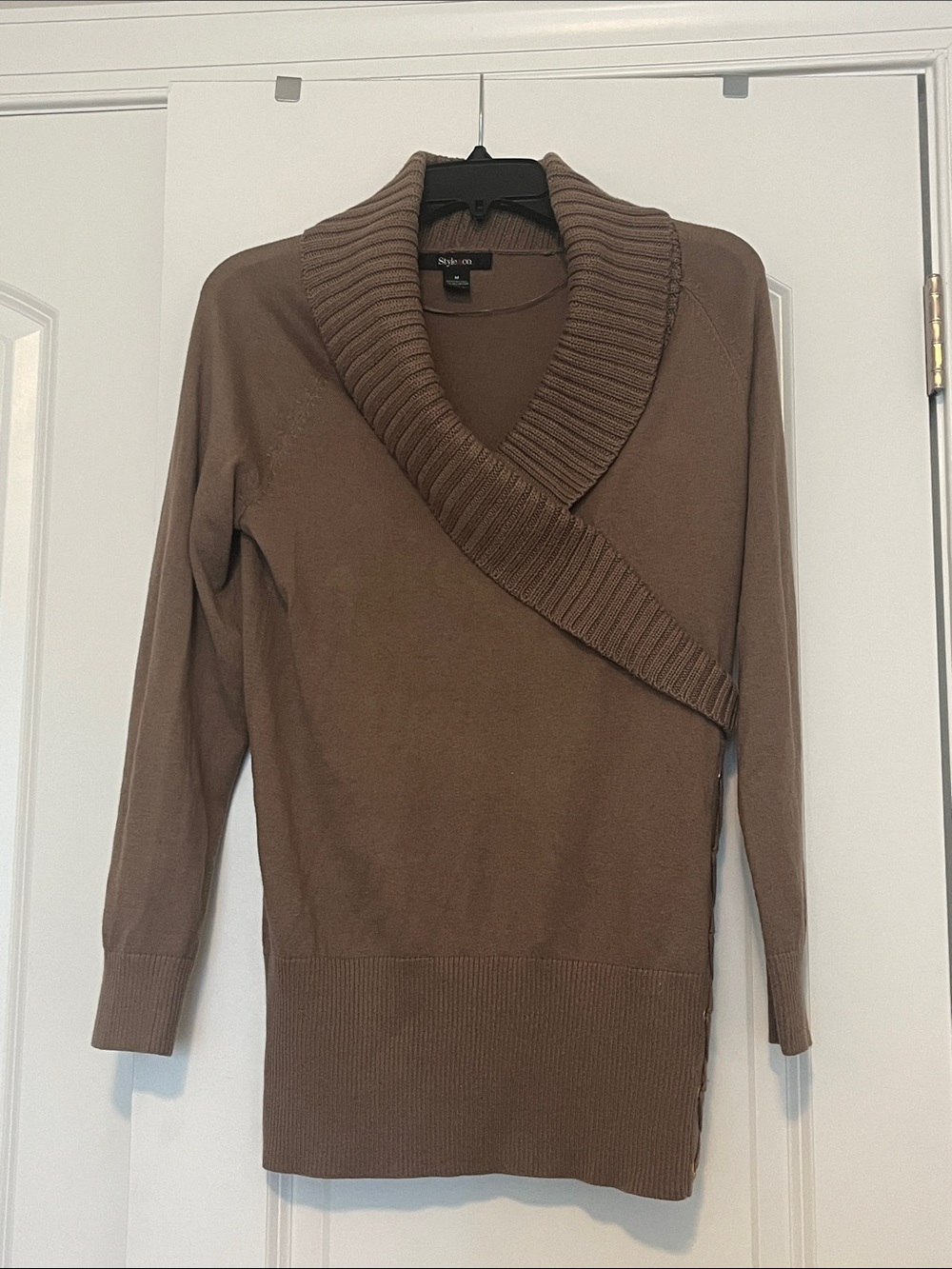 Style & Co. Taupe Brow Sweater with Side Detail